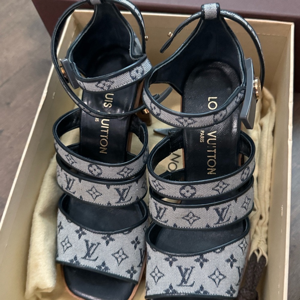 Louis Vuitton Black and Gray Sport Sandals